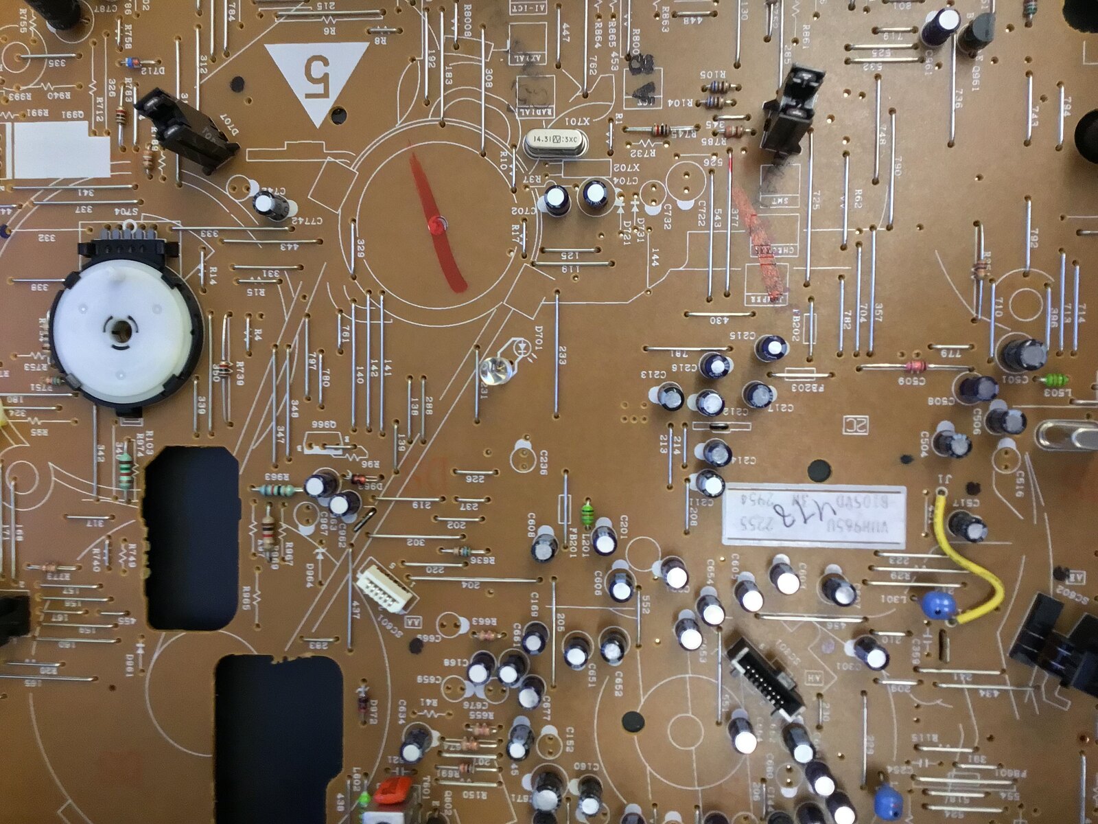 Close-up of a VHS circuit board